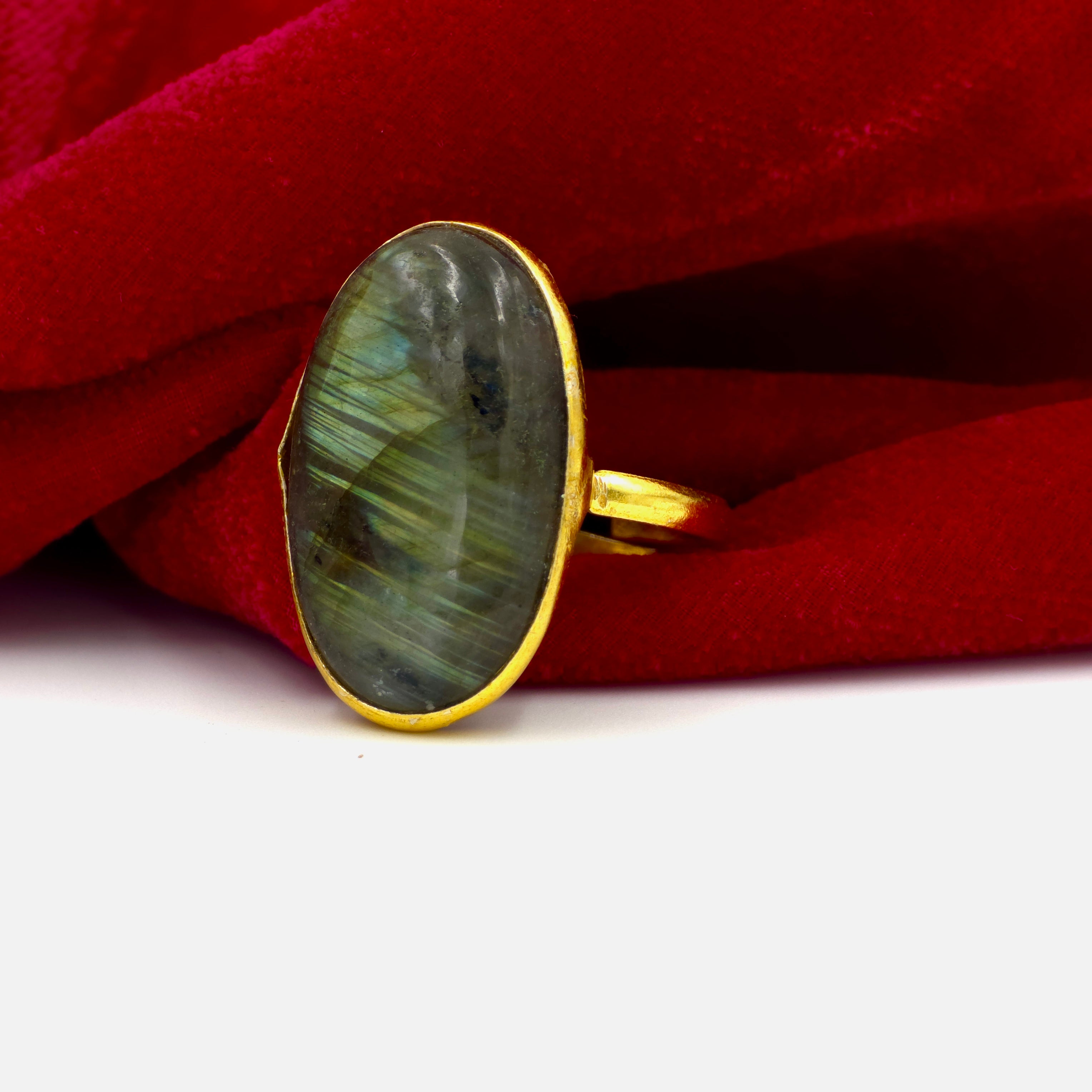 Natural Gemstone Adjustable Statement Ring