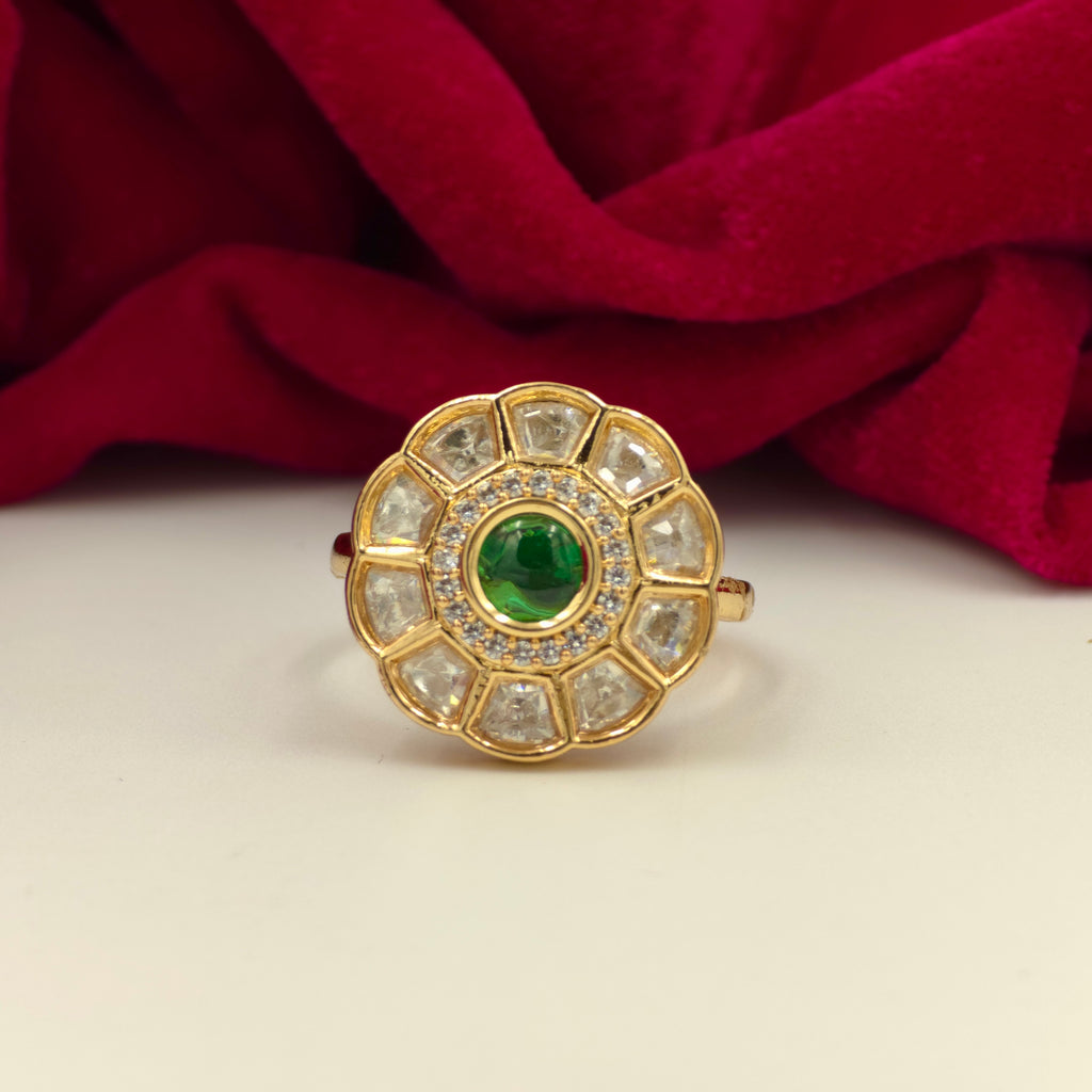 Emerald Bloom CZ Adjustable Ring