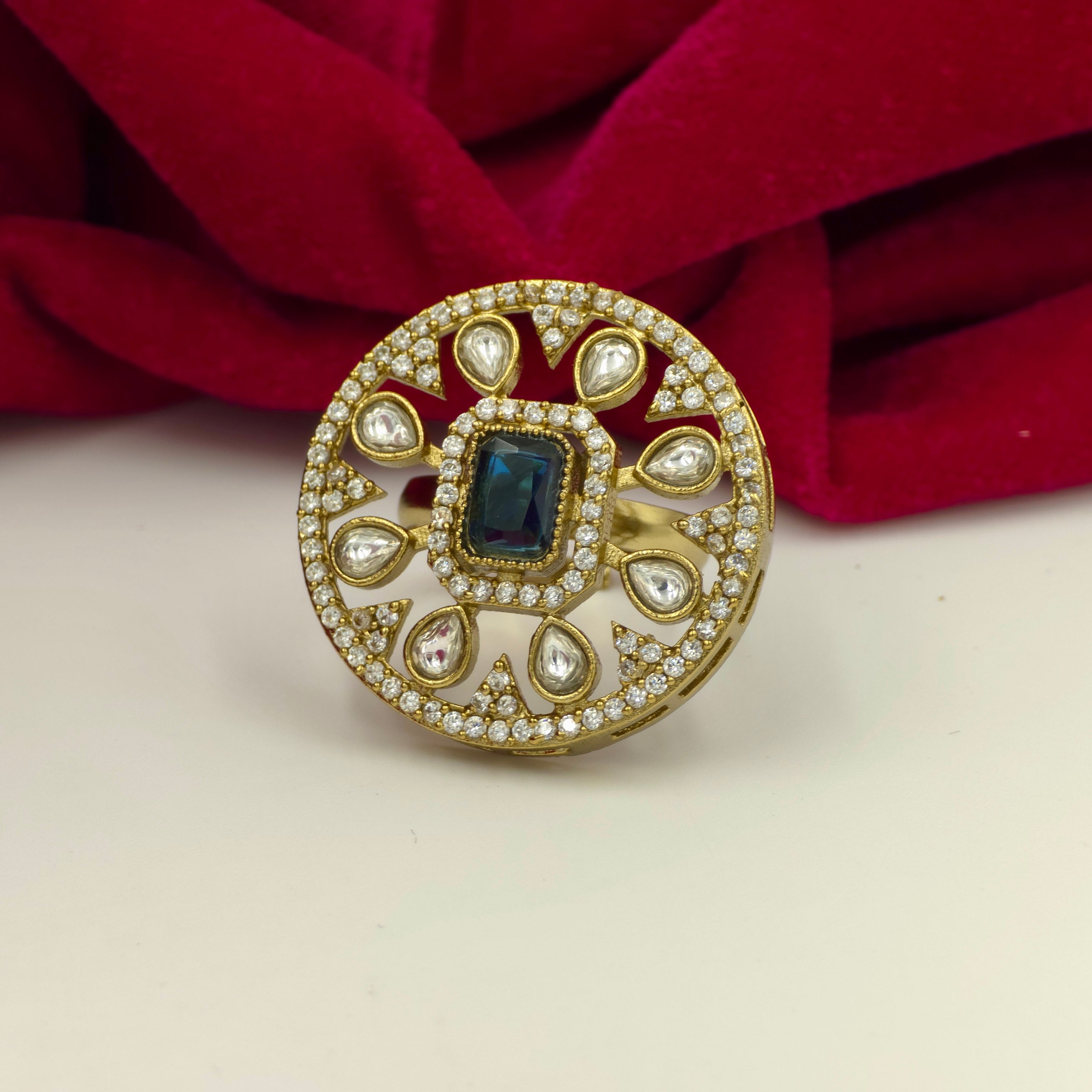 Midnight Sapphire Halo Adjustable Ring