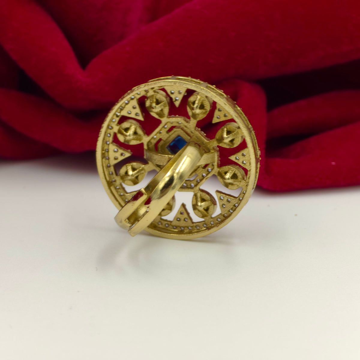 Midnight Sapphire Halo Adjustable Ring
