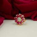 Rose Gold Floral CZ Statement Adjustable Ring