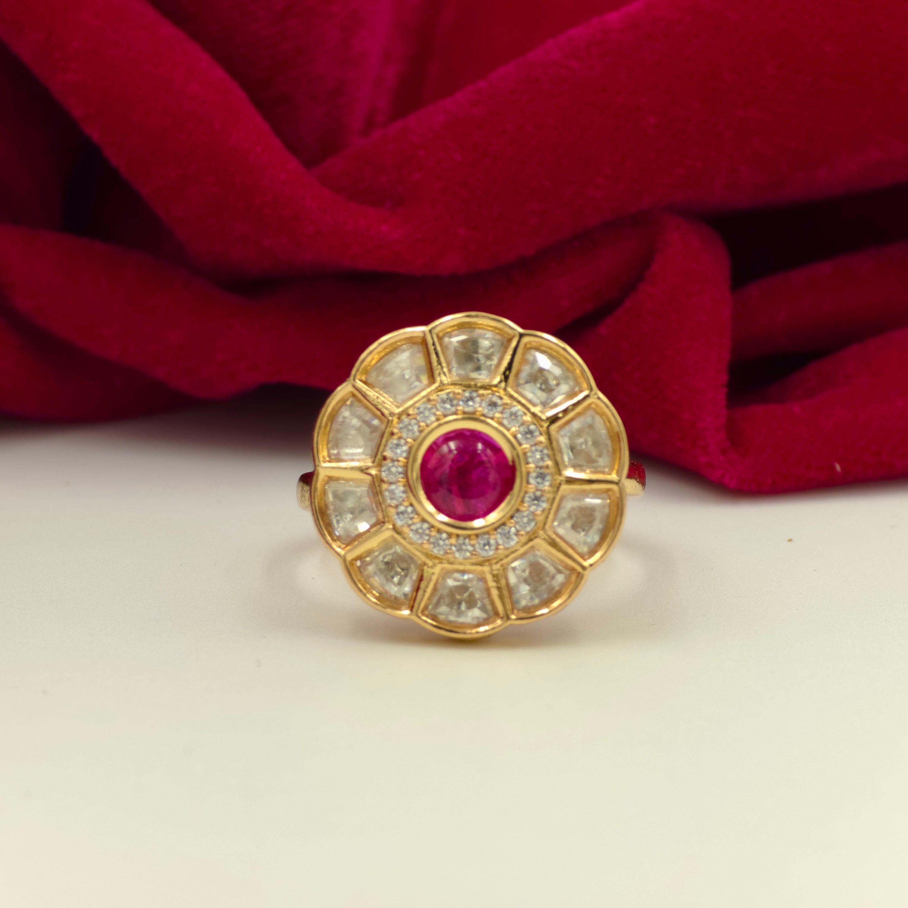 Ruby Bloom CZ Uncut Adjustable Ring