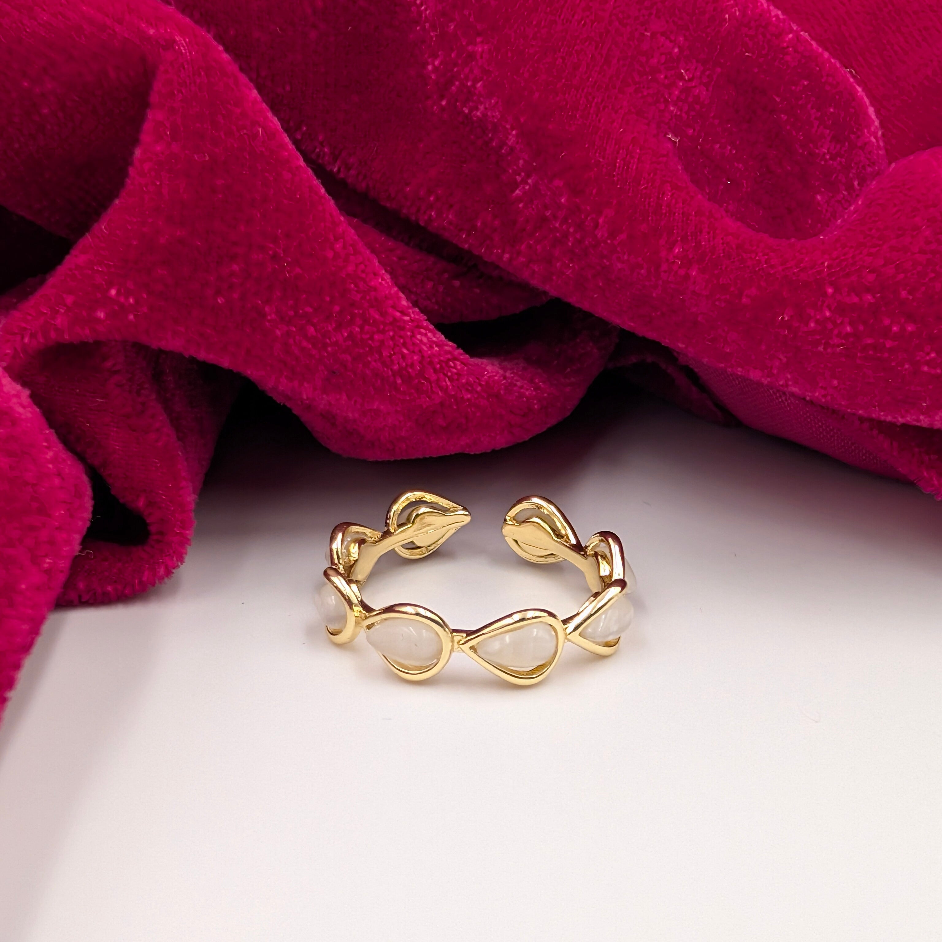 Pearl Petal Adjustable Ring
