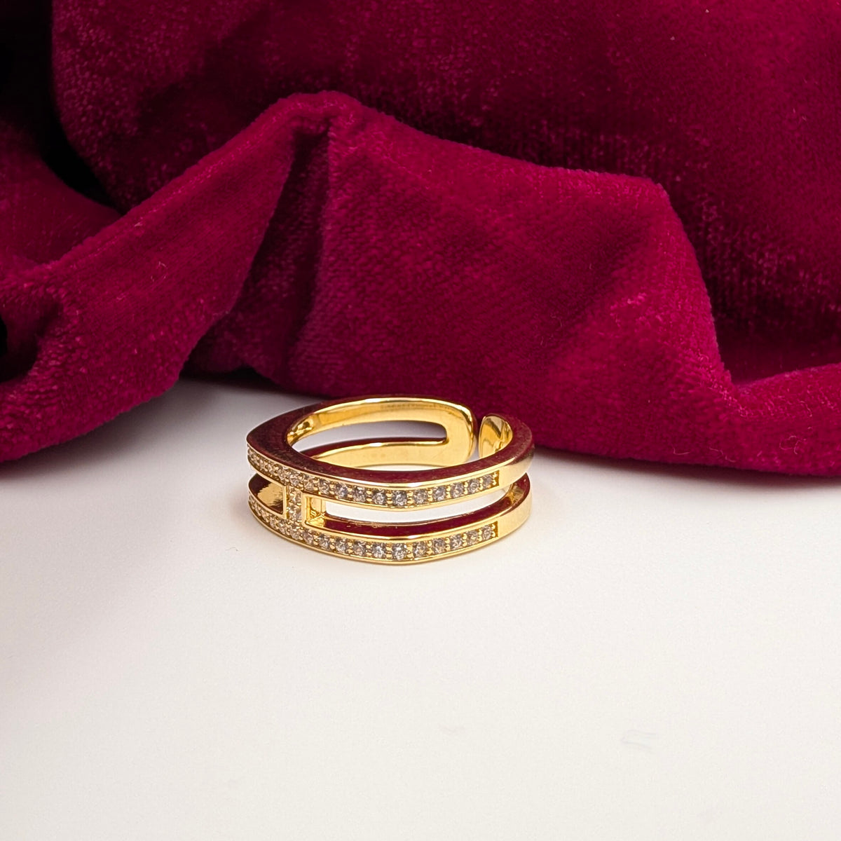 Dual Line CZ Adjustable Ring