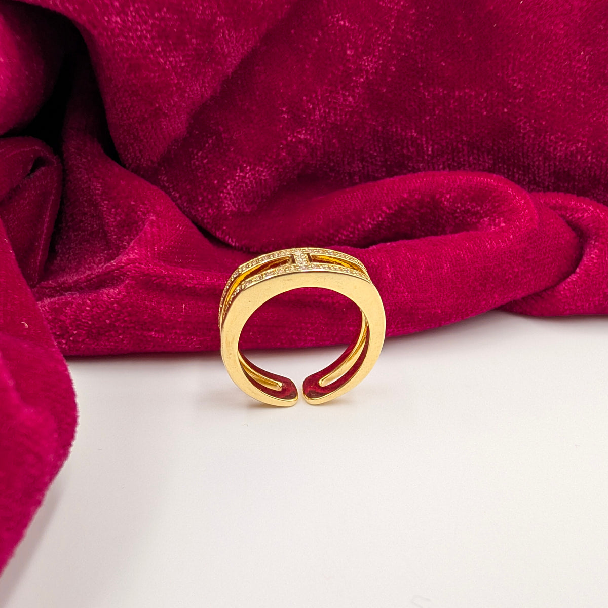 Dual Line CZ Adjustable Ring