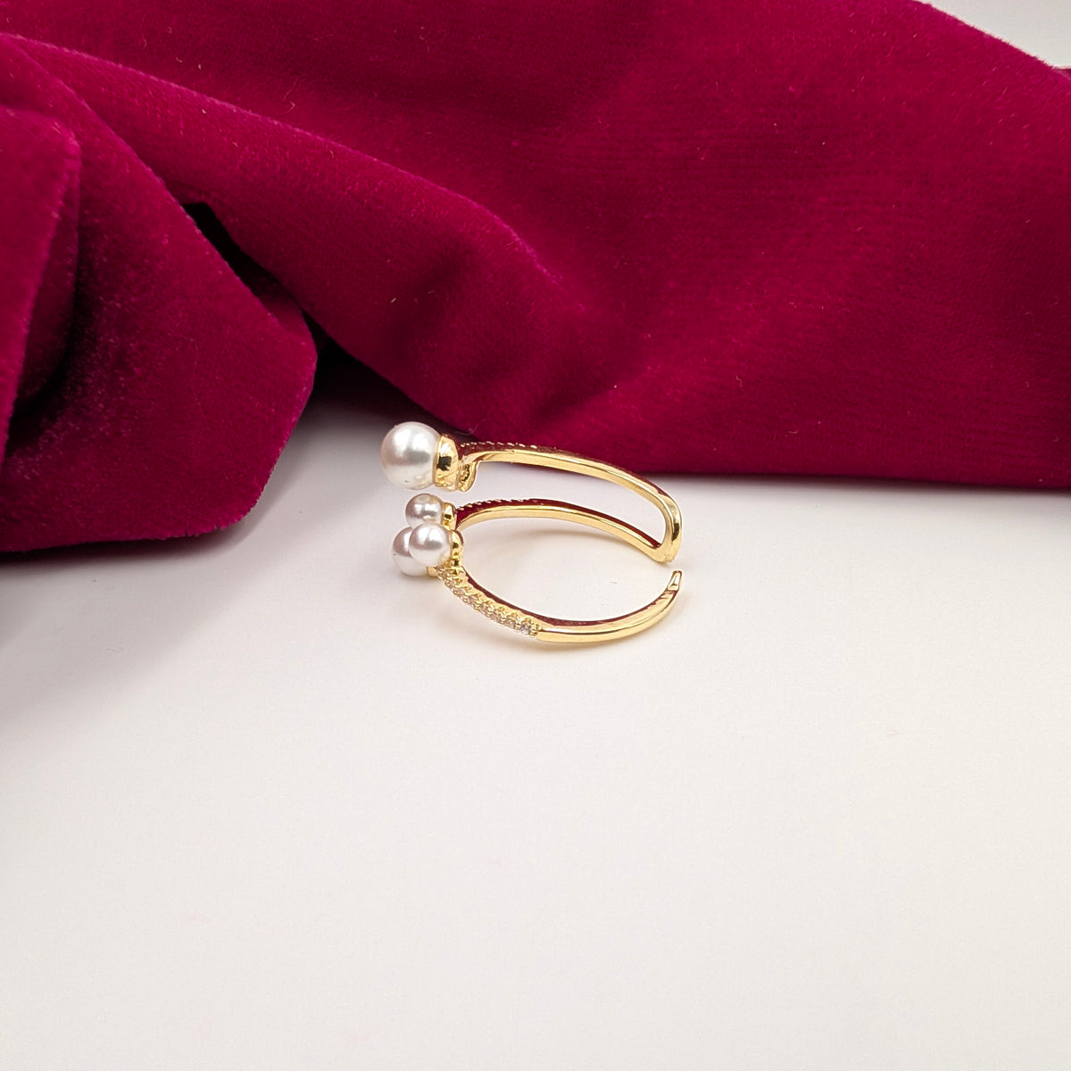 Pearl Cascade Adjustable Ring