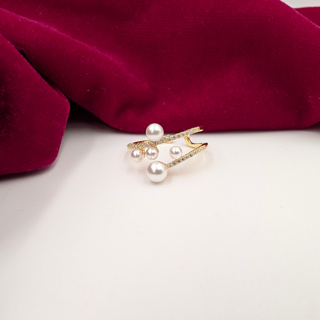 Pearl Cascade Adjustable Ring