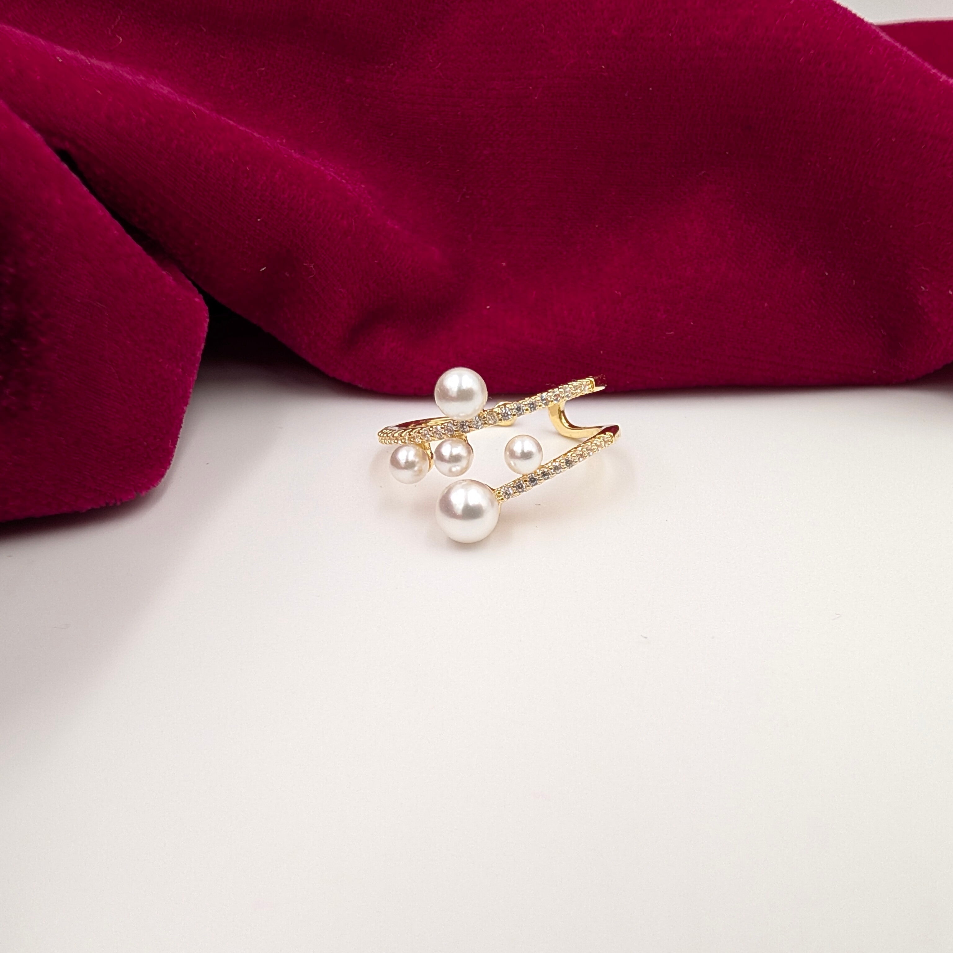 Pearl Cascade Adjustable Ring