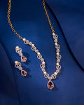 Ruby Pearl CZ Necklace Set