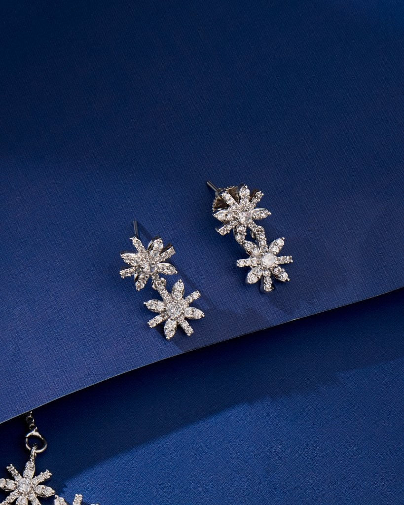 Snowflake Bloom CZ Necklace Set