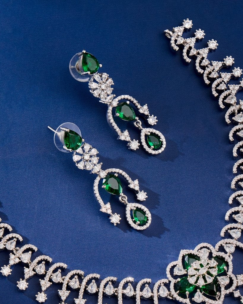 Emerald Luxe CZ Necklace Set