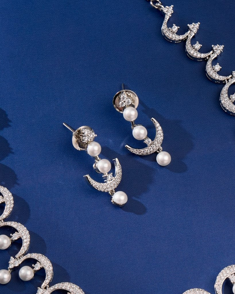 Luna Pearl CZ Necklace Set