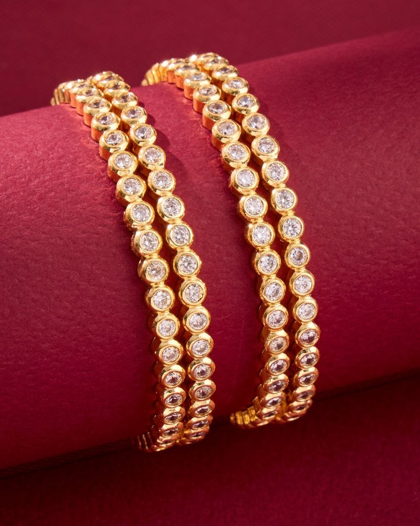 Premium American Diamond Gold Finish Bangles