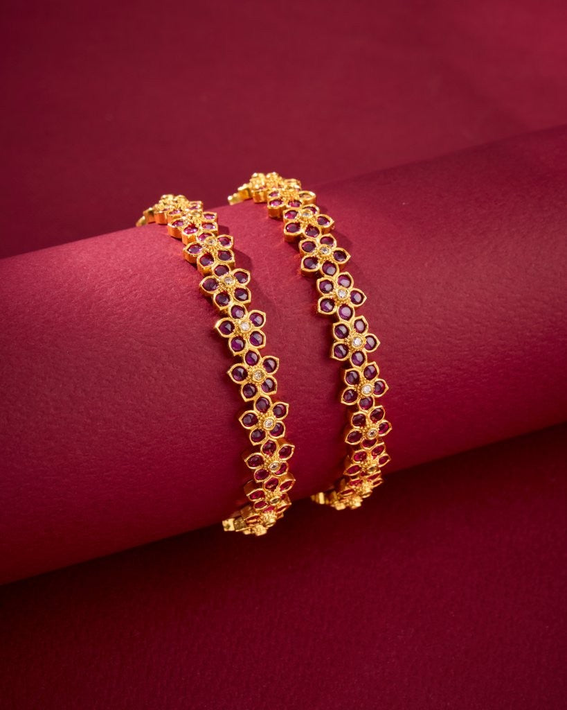 Antique Ruby Floral Bangles