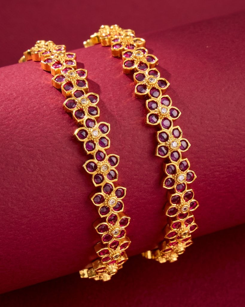 Antique Ruby Floral Bangles