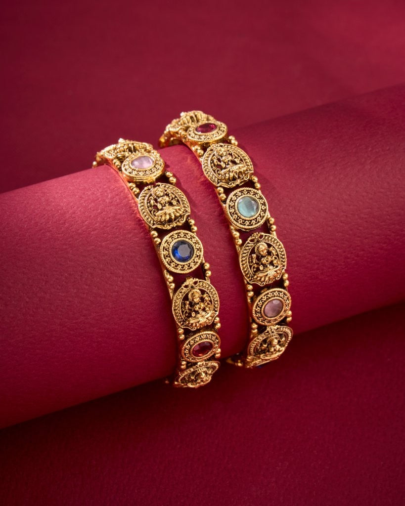 Antique Temple Bangles with Navaratna Stones