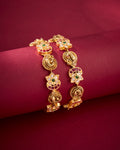 Antique Peacock Temple Bangles with Kemp & Green Stones