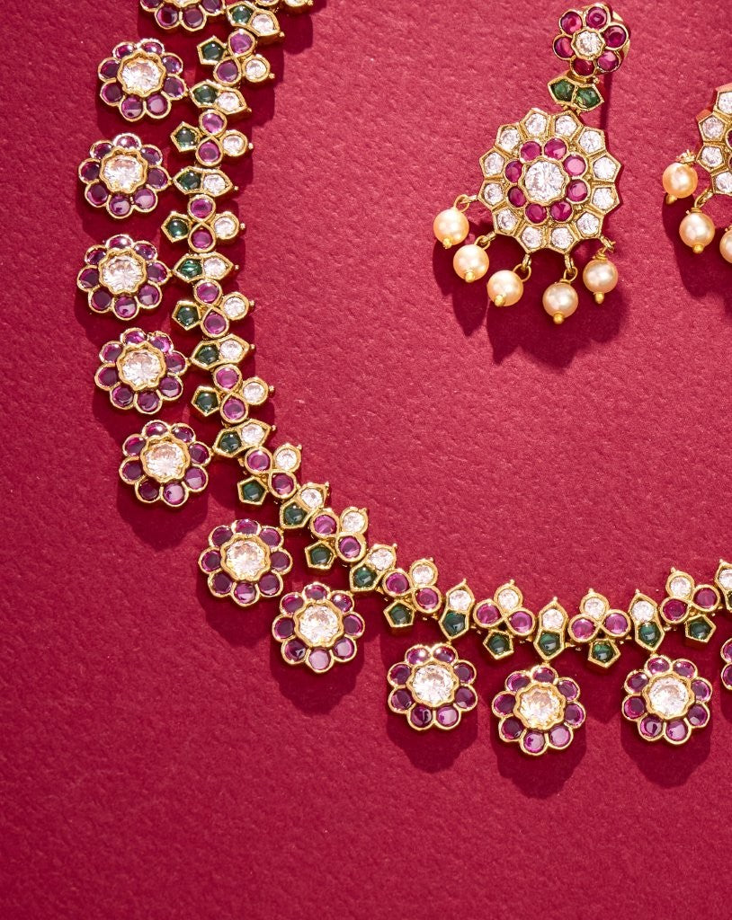 Floral Kundan Necklace Set