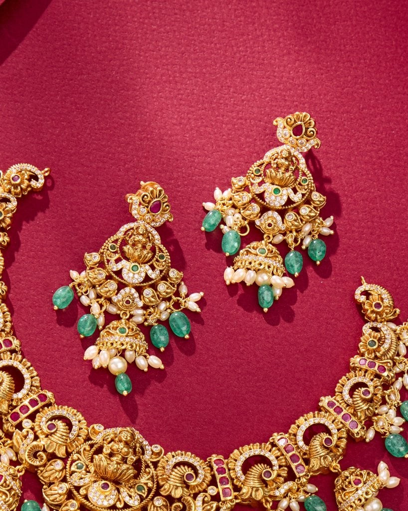 Lakshmi Emerald Bridal Jewelry Set