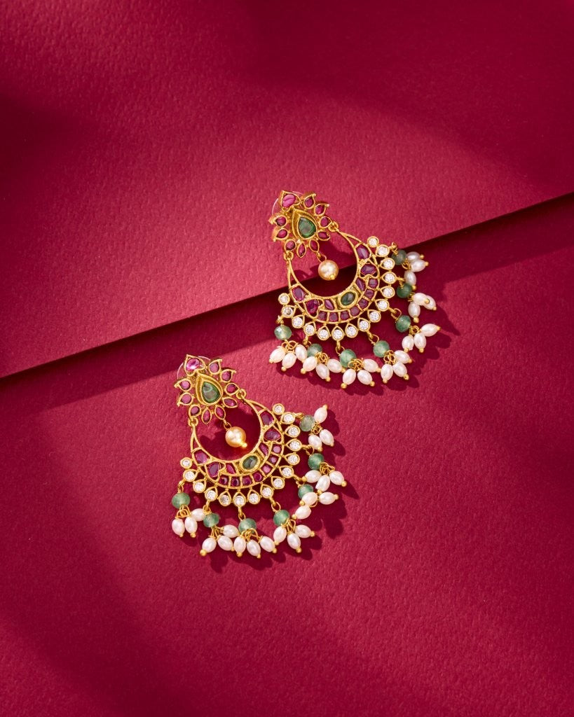 Ruby Pearl Chandbali Earrings