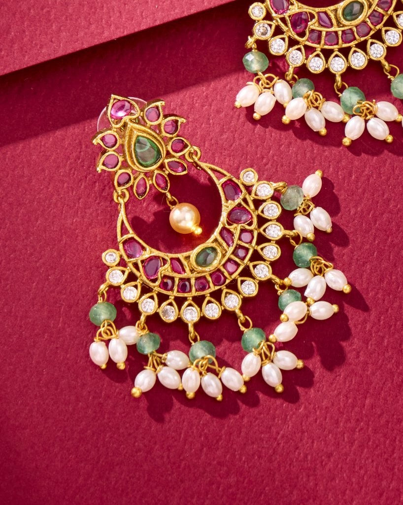 Ruby Pearl Chandbali Earrings