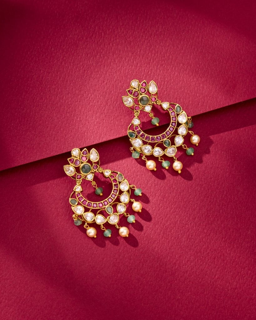 Ruby Kundan Chandbali Earrings