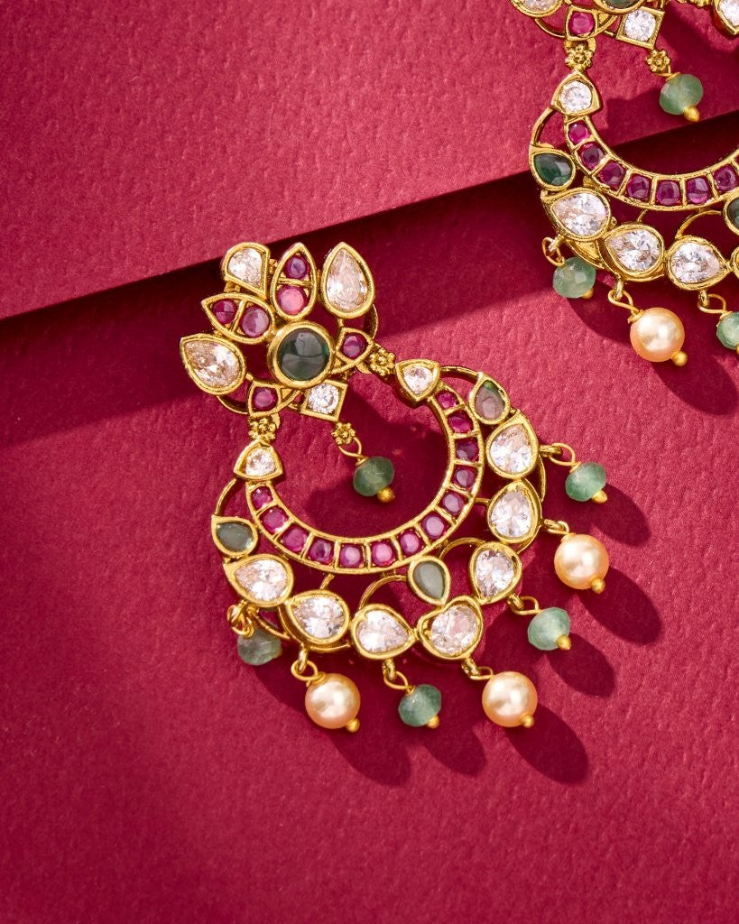 Ruby Kundan Chandbali Earrings