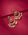 Emerald Floral Chandbali Earrings
