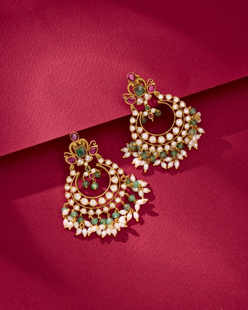 Emerald Chandbali Earrings