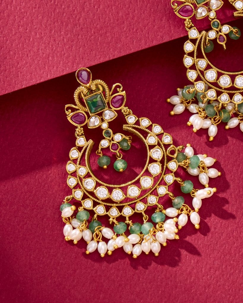 Emerald Chandbali Earrings