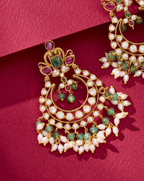 Emerald Chandbali Earrings