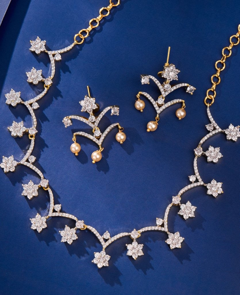 Celeste Floral CZ Necklace Set