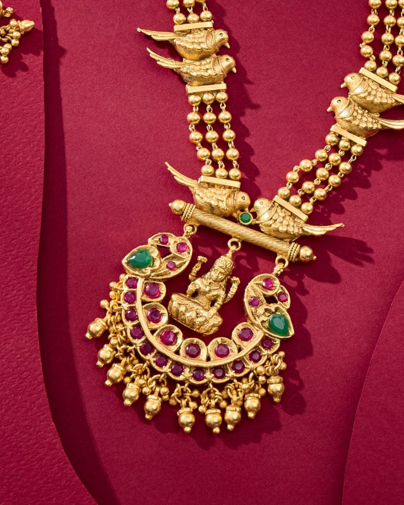 Peacock Lakshmi Long Haram Set