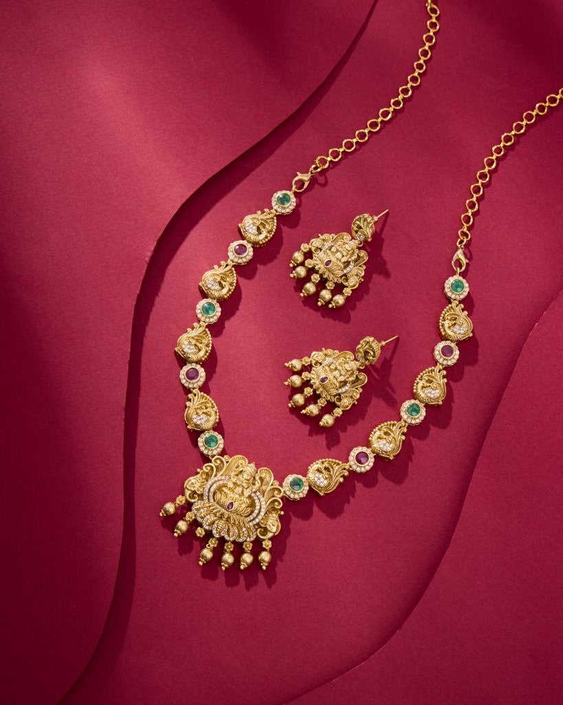 Peacock Motif Temple Jewelry Set