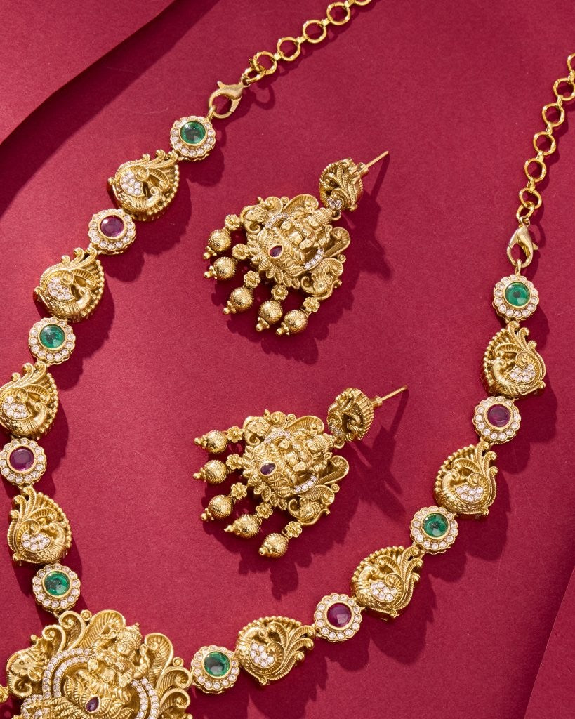 Peacock Motif Temple Jewelry Set