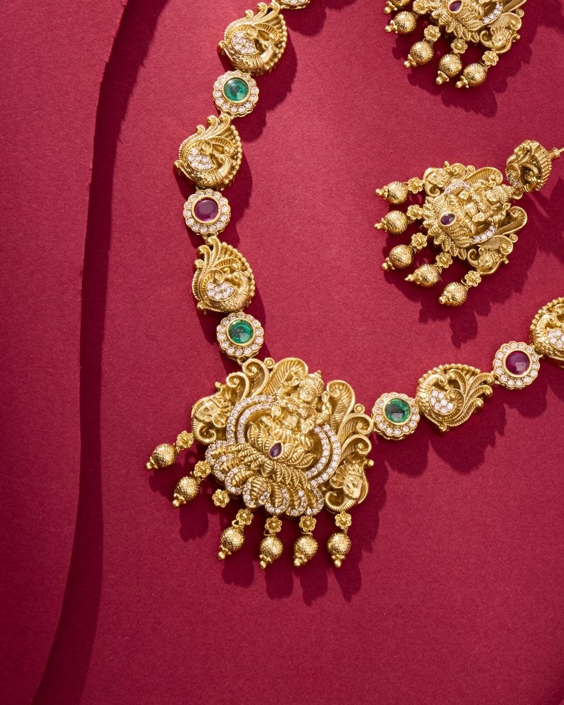 Peacock Motif Temple Jewelry Set