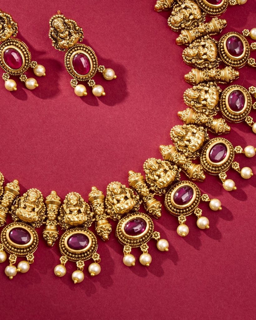 Lakshmi Ruby Temple Jewelry Set