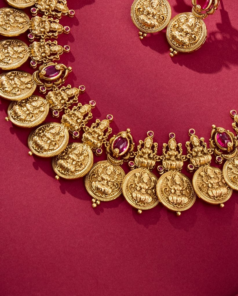 Antique Lakshmi Kasulaperu Temple Necklace Set