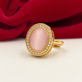 Rose Quartz Halo Adjustable Ring